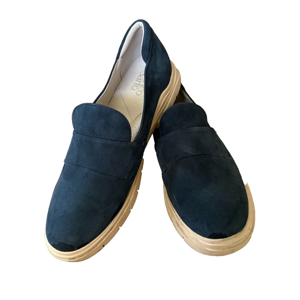 Franco Sarto Metta Marine Blue Suede Leather Slip On Shoes Womens Size 10M